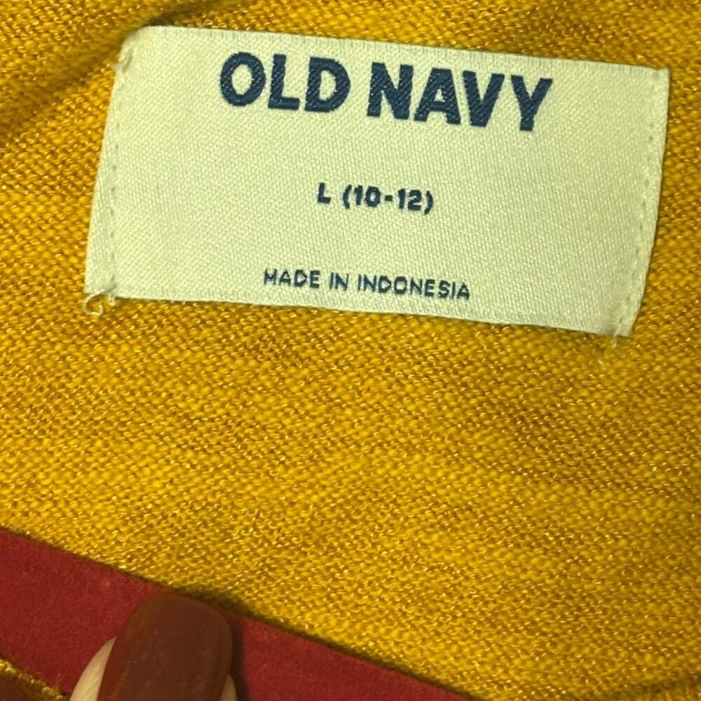 Old Navy Girls Fit & Flare Solid Yellow Long Sleeve Dress Size Large (10-12) - Picture 4 of 5